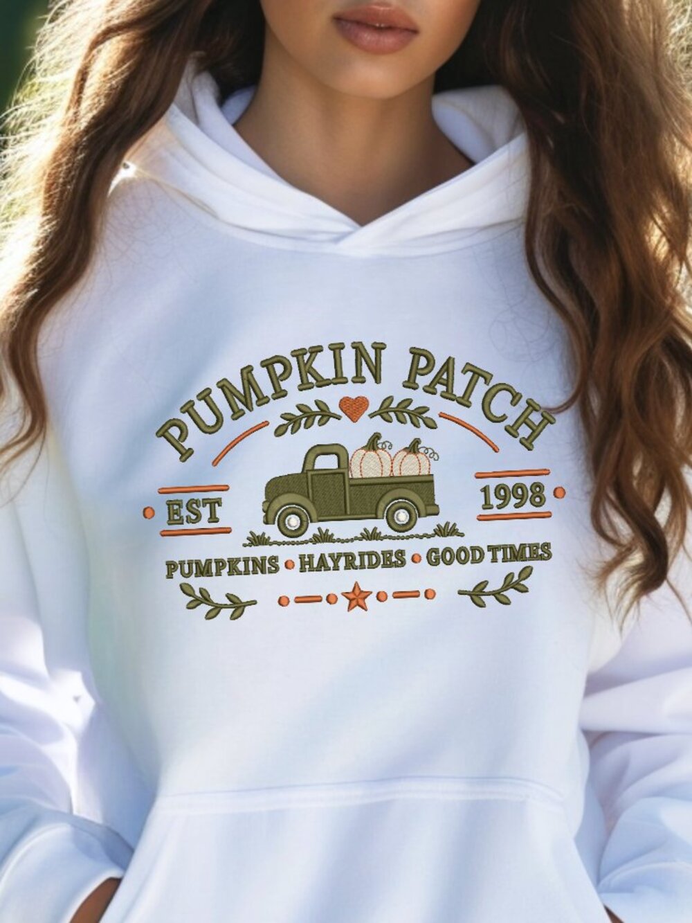 Pumpkin Patch HOODIE Sweatshirt Embroidered Unisex Truck Fall Autumn Cozy